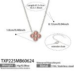 color: TXP225-Pink Color Zircon Steel Color Necklace -41.5+5cm