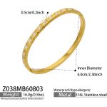 color: Z038-Square Zircon Gold Bangle