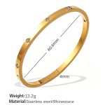 color: SZ198WEG White Rhinestone Gold Bangle