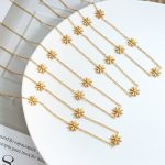 Fairy Temperamental Flower Fresh Design Little Daisy Stainless Steel Gold-Plated Necklace Non-Fading Jewelry Light Luxury All-Matching