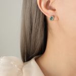 color: F171-Steel Color Green Zircon Stud Earrings