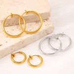 Retro Cold Geometric round Ring Earrings Personality All-Match Glossy round Ear Clip Earrings