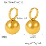 color: F1675-Gold Ball Earrings