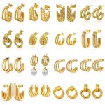 Multi-Layer Stitching Stainless Steel Earrings Light Luxury Advanced 18K Geometric Earrings Women's Ear Ring