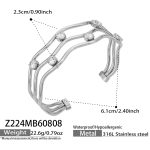 color: Z224-Three Layer White Zircon Steel Color Open Bangle
