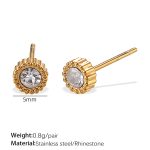 color: EH898WEG White Rhinestone Gold Stud Earrings