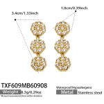 color: TXF609-White Zircon Gold Earrings