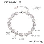 color: E581-Steel Color Heart Cube Zircon Bracelet