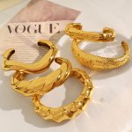 Exaggerated Heavy Industry Irregular Lava Texture Open-Ended Bracelet Light Luxury High-Grade All-Matching Female