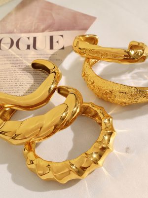 Exaggerated Heavy Industry Irregular Lava Texture Open-Ended Bracelet Light Luxury High-Grade All-Matching Female