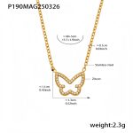 color: P190-Gold White Zircon Necklace 40+5cm P190-Gold Mixed Colors Zircon Necklace 40+5cm