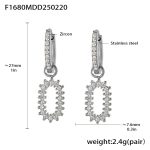 color: F1680-Steel Color Zircon Earrings