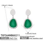color: TXF564-Steel Color Lake Green Cat's Eye Stone Earrings