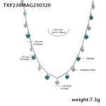 color: TXP236-Green Color Heart Steel Color Necklace 40+5cm