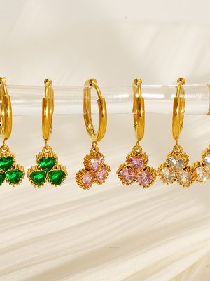 Stainless Steel Diamond 18K Gold Earrings Women's Middle-Ancient High-Grade Earrings