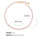 color: XL181 Pink Cat's Eye Stone Gold Necklace