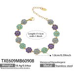 color: TXE609-Blue Zircon Gold Bracelet -17+5cm