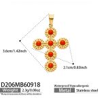 color: D206-Red Natural Stone Cross Gold Pendant