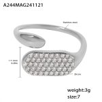 color: A244-Steel Color White Zircon Ring / size: US 7