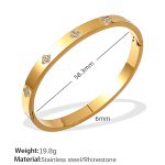 color: SZ203WEG White Rhinestone Gold Bangle