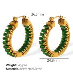 color: EH843GNG Green Zircon Gold Earrings
