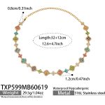 color: TXP599-Colorful Zircon Gold Necklace 32+12cm