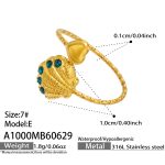 color: A1000-Blue Zircon Scallop Open Ring -E