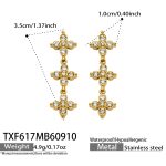 color: TXF617-White Zircon Gold Earrings