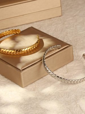 INS 18K Gold Plating Non-Fading Wheat Stainless Steel Bracelet Simple Lady Personality Hand Jewelry