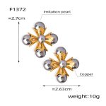 color: F1372-Gold Gray Pearl Earrings