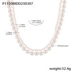 color: P1330-Double Layer Shell Pearl Necklace 40+5cm