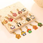 Cute Cartoon Colorful Good-looking Cat Dog's Paw Lobster Buckle Pendant Bracelet Necklace DIY All-Match Accessories