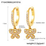 color: F1643-Gold X Shape Set with Zircon Full Pave Earrings