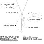 color: KP014-020--Heart Shape Steel Color Y Shape Necklace -41+5cm