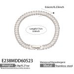 color: E238-Steel Color White Zircon Bracelet -17cm