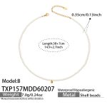color: TXP157-Gold Imitation Pearl Necklace -4mm