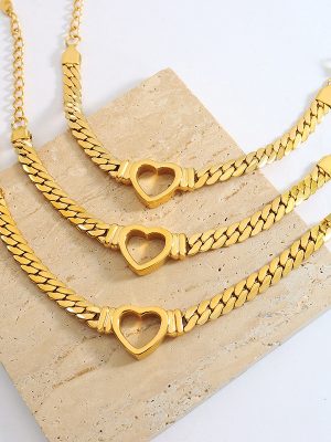 Hip Hop Stainless Steel Gold Plated Personalized Bracelet Hollow Handmade Love All-Match Design Hand Jewelry