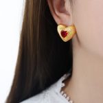 color: F969-Red Faceted Zircon Earrings