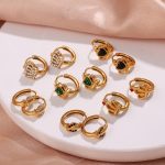 New 18K Gold Plating Stainless Steel Crown Love Heart Earrings Light Luxury High Class Elegant Earrings