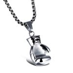 color: Boxing Glove Silver + Stainless Steel Chain
