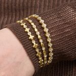 Stainless Steel Bracelet 18K Coating Non-Fading Ins Full Diamond Jade Flower Twin Light Luxury Bracelet