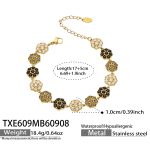 color: TXE609-Black Zircon Gold Bracelet -17+5cm