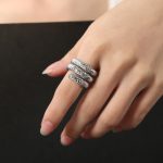 color: A544-White Rhinestone Steel Color Ring / size: US 6