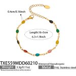 color: TXE559-Gold Colorful Enamel Bracelet 16+5cm