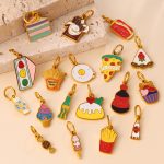 Gourmet Colorful Oil Necklace Pendant Cartoon Chips Cake Coffee Shape DIY Ornament Accessories