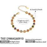 color: TXE129-Gold Multicolor Zircon Bracelet -16.5+5cm