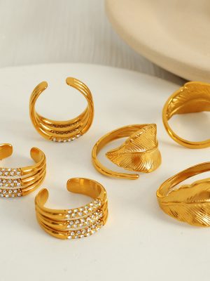 Design Three-Layer Diamond-Studded Ring Stainless Steel Open Ring Advanced Light Luxury All-Match Jewelry