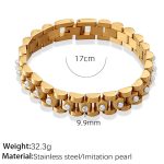 color: SL137WEG White Bead Gold Bracelet