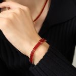 color: E358-Red Zircon Bracelet -15+5cm