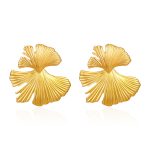 color: Ginkgo Leaf Earrings Gold MS-432